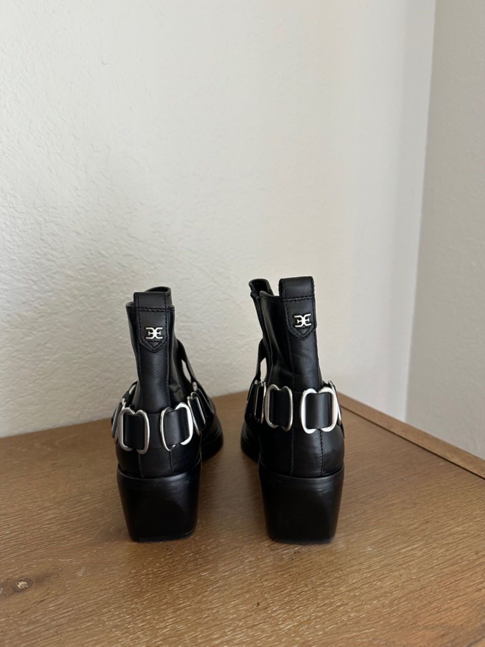 Sam Edelman Bellamie Bootie Black Harness Moto Boot Leather Ankle Sz 7 - Picture 4 of 6